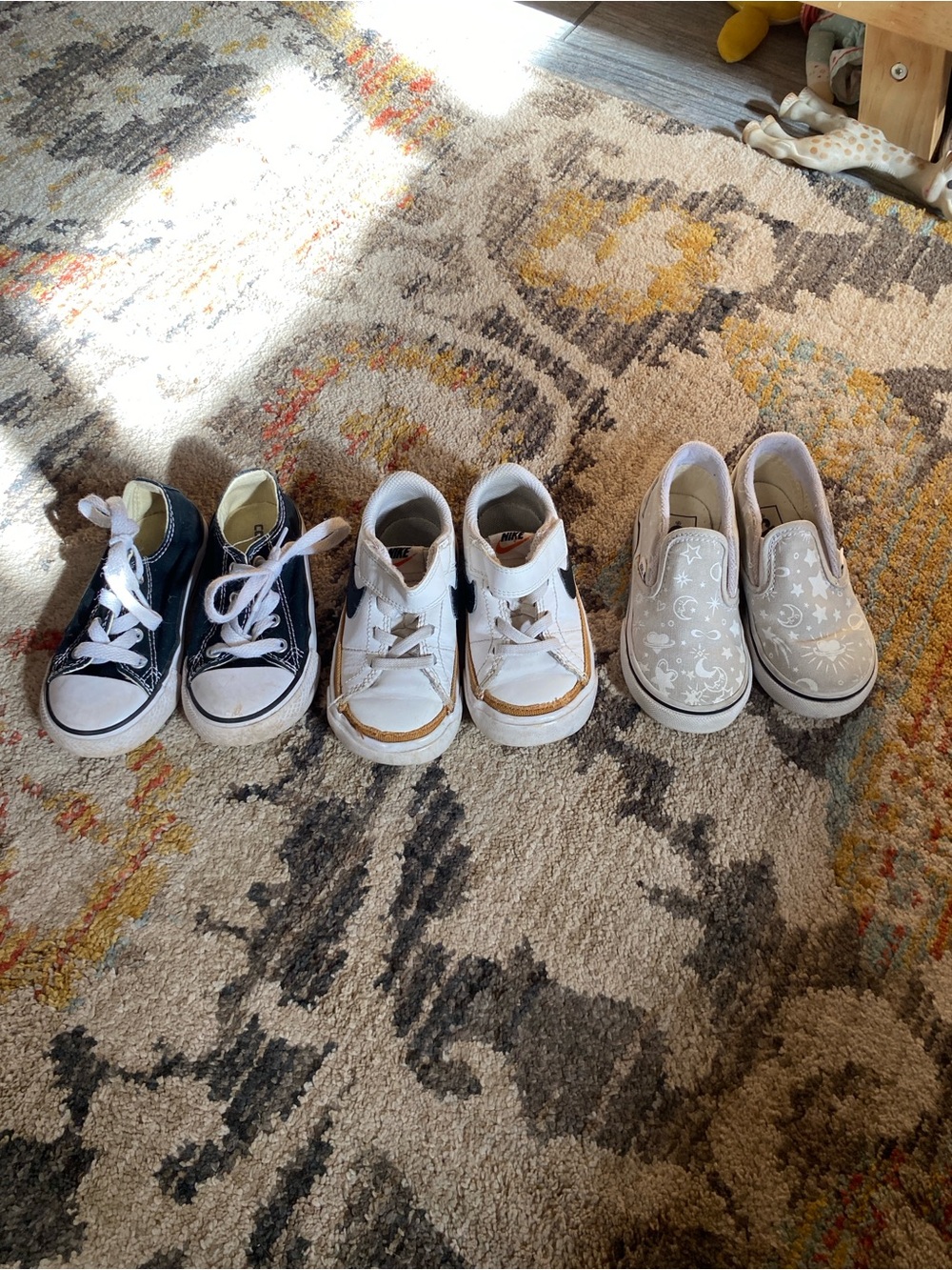 Toddler Nike, Converse, and Vans sneakers size 7